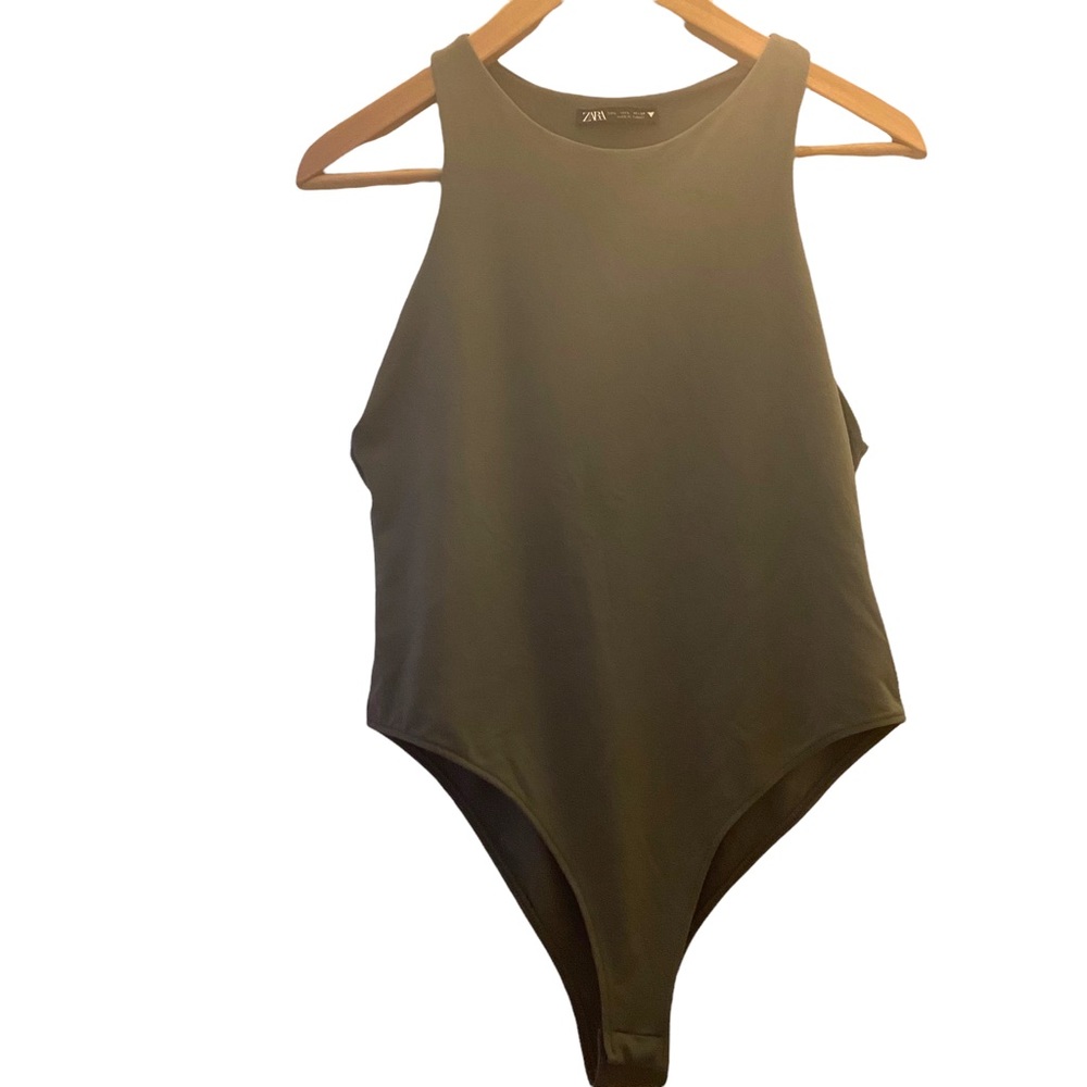 Zara Basic Women Olive Green Bodysuit Size L